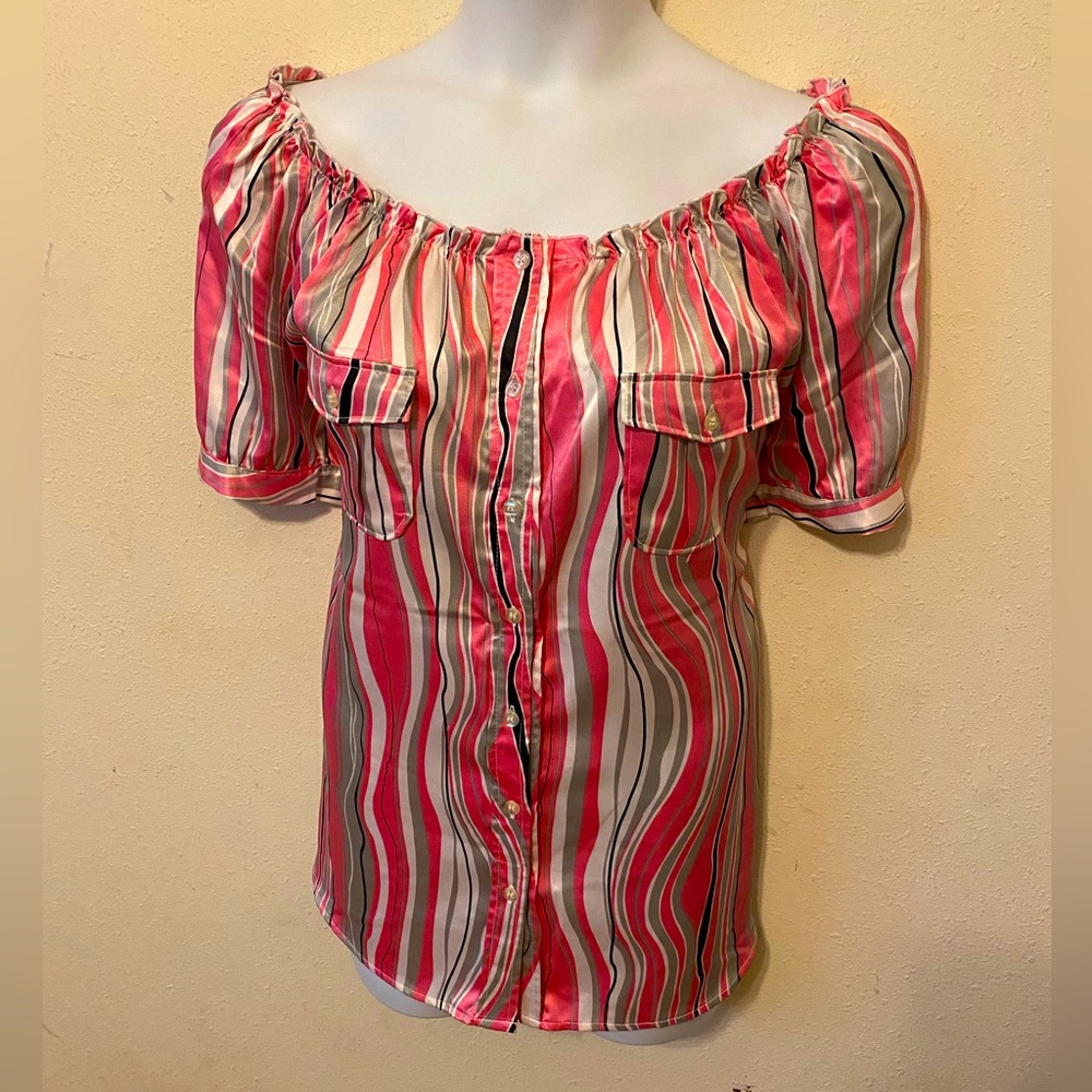 MKM DESIGN Button down off shoulder blouse
